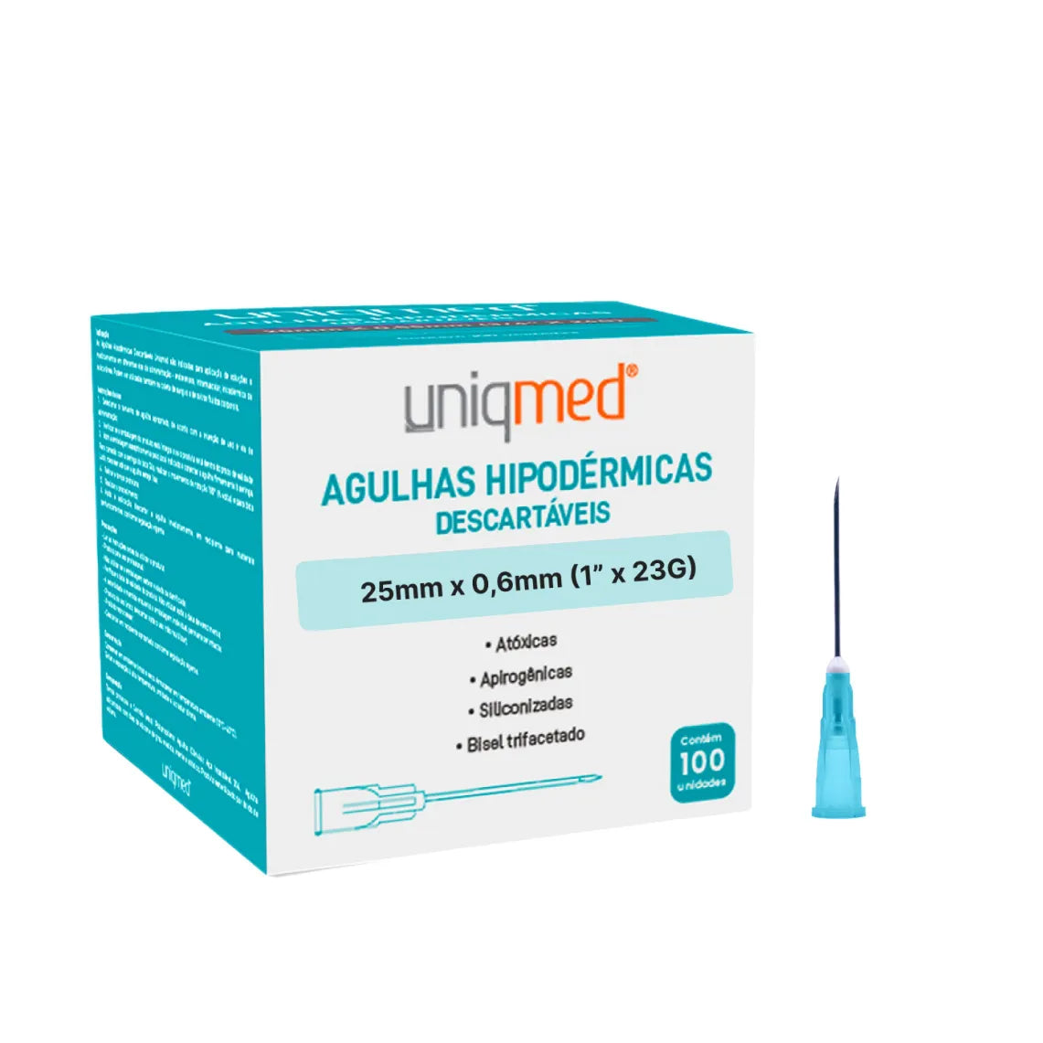 Agulha Hipodérmica Uniqmed 25mm x 0,70mm (22G x 1 Pol) - Caixa